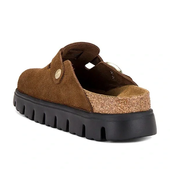 Birkenstock Papillio Boston Chunky Suede Leather in Dark Tea/ Black - Picture 4 of 12